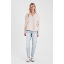 Kadın Kyla Sky Blue Yüksek Bel Yırtıklı Mom Jean Pantolon