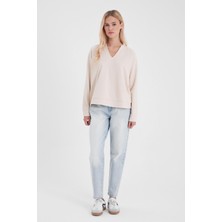 Kadın Kyla Sky Blue Yüksek Bel Yırtıklı Mom Jean Pantolon