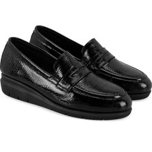 Aero Comfort Haylie Siyah Kadın Aerocomfort Kroko Baskılı Deri Günlük Ayakkabı