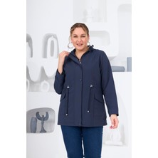 Büyük Beden Astarlı Trençkot Lacivert