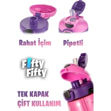 Dıller 550 ml Tek Kapak Çift Kullanım Pipetli/pipetsiz Askılı Tritan Su MATARASI-FFDILLERD70-550