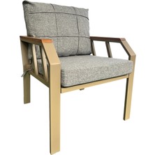 Tu Tienda Nergiz Kapiçino Metal 3 1 1 Masa Bahçe Balkon Mobilyası,kayrak Gri