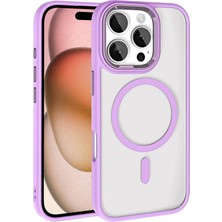 Wowcase Apple iPhone 16 Pro Kılıf Wireless Şarj Özellikli Zore Krom Magsafe Silikon Kapak-Pembe