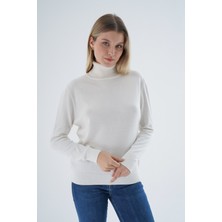 Trist Star Kadın Ekru %100 Organik Pamuk Balıkçı Yaka Triko Kazak TRIST-6103