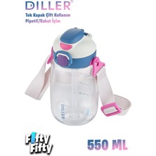 Dıller 550 ml Tek Kapak Çift Kullanım Pipetli/pipetsiz Askılı Tritan Su MATARASI-FFDILLERD70-550