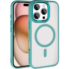 Wowcase Apple iPhone 16 Pro Max Kılıf Wireless Şarj Özellikli Zore Krom Magsafe Silikon Kapak-Yeşil