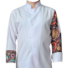 DGR Aşçı Ceketi Desenli Unisex Çıtçıtlı Uzun Kollu Chef Aşçı Mutfak Ceket Mandala Desenli