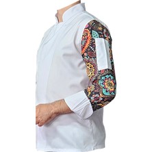 DGR Aşçı Ceketi Desenli Unisex Çıtçıtlı Uzun Kollu Chef Aşçı Mutfak Ceket Mandala Desenli