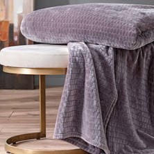 Puffy Trinity Wellsoft Tv Battaniyesi - Kül Moru Uzun Tüylü Yumuşak Polyester 140 x 190 cm