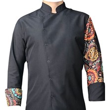 DGR Aşçı Ceketi Desenli Unisex Çıtçıtlı Uzun Kollu Chef Aşçı Mutfak Ceket Mandala Desenli