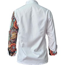 DGR Aşçı Ceketi Desenli Unisex Çıtçıtlı Uzun Kollu Chef Aşçı Mutfak Ceket Mandala Desenli