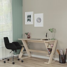 Pasific Home Lungo Raflı Çalışma Masası, Çok Amaçlı Ofis Masası, 60X140 Cm,açık Meşe