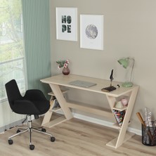 Pasific Home Lungo Raflı Çalışma Masası, Çok Amaçlı Ofis Masası, 60X140 Cm,açık Meşe