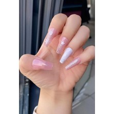 Efna Store Pembe Renk 12'li Takma Takma Tırnak (Yapıştırıcılı)