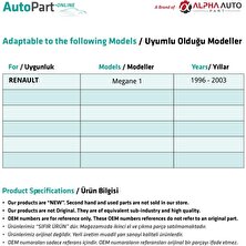 Alpha Auto Part Renault Megane 1 Için Ön Sol Cam Tamir Seti