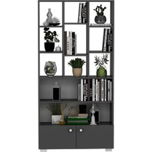 Demonte Home Mobilya Penguendh 2 Kapaklı 11 Raflı Kitaplık Antrasit