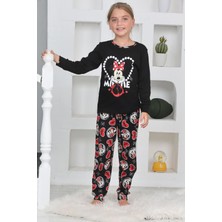 Miniğimin Cicileri Mnn Ms Kalpli Kız Çocuk Pijama takımı - Siyah