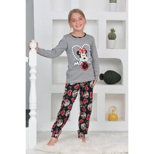Miniğimin Cicileri Mnn Ms Kalpli Kız Çocuk Pijama takımı - Gri