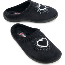 Gezer Kadın Kışlık Nakışlı Kalp Tasarım Rahat Taban Ev Bahçe Gondol Terlik