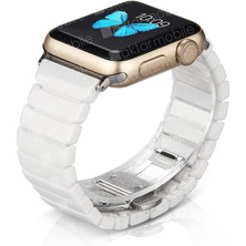 AktarMobile Apple Watch 10 / 11 46 mm Uyumlu Seramik Kordon Baklalı Premium Seramik Kayış