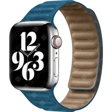 AktarMobile Apple Watch 10 / 11 42 mm Uyumlu Manyetik Baklalı Model Kayış Mıknatıslı Suni Deri Kordon