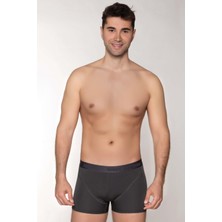 Erkek Modal Boxer Logo Lastikli Kısa Antrasit