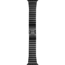 AktarMobile Apple Watch 10 / 11 46 mm Uyumlu Metal Kordon Baklalı Model Bilezik Paslanmaz Çelik Kayış Kelebek Toka