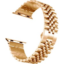 AktarMobile Apple Watch 10 / 11 46 mm Uyumlu Metal Kordon Rolex Style Kayış Jubilee Bilezik