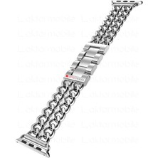 AktarMobile Apple Watch 10 / 11 46 mm Uyumlu Zincirli Metal Kordon Zincir Tasarım Kayış