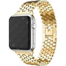 AktarMobile Apple Watch 10 / 11 42 mm Uyumlu Metal Kordon Hegzagonal Tasarım Premium Kayış