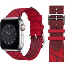 AktarMobile Apple Watch 10 / 11 / 12 46 mm uyumlu Hermes Hasır Kumaş Kordon Renkli Özgün Tasarım Kayış