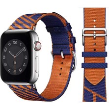 AktarMobile Apple Watch 10 / 11 42 mm Uyumlu Hermes Hasır Kumaş Kordon Renkli Özgün Tasarım Kayış