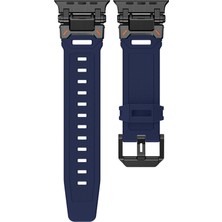AktarMobile Apple Watch 10 / 11 46 mm Uyumlu Titanyum Aksamlı Silikon Kordon Luxury Premium Kayış