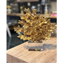 TeknoTrust Altın renkli kristal detaylı dekoratif mercan, şık ve zarif ev aksesuarı