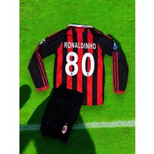 Nostaljik AC Milan Efsane Uzun kollu Ronaldinho Çocuk Forması