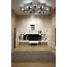 Fer Avize Tanya Modern Tasarım Mutfak - Salon - Yatak Odası - Tavan Krom Renk Bal Camlı 6 Lı Avize