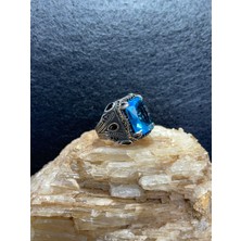 Asteria Jewelry Doğal Aquamarine Taşlı Gümüş Yüzük - 925 Ayar Özel Tasarım