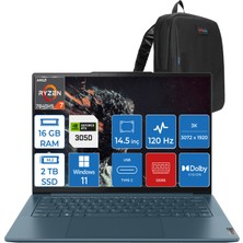 Lenovo Yoga Pro 7 14APH8 Ryzen 7 7840HS 16GB LPDDR5X 2tb SSD 6GB/RTX3050 14.5" 3k IPS 400NITS 120Hz Dolby Vision WIN11PRO Taşınabilir Bilgisayar L82Y8002LTXWP01 + Zettaçanta