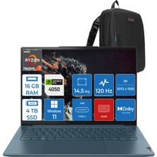 Lenovo Yoga Pro 7 14APH8 Ryzen 7 7840HS 16GB LPDDR5X 4tb SSD 6GB/RTX4050 14.5" 3k IPS 400NITS 120Hz Dolby Vision WIN11HOME Taşınabilir Bilgisayar L82Y8000BTXWH04 + Zettaçanta