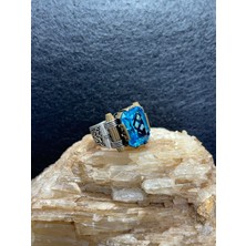 Doğal Aquamarine Taşlı Gümüş Yüzük - 925 Ayar Özel Tasarım