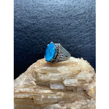 Doğal Aquamarine Taşlı Gümüş Yüzük - 925 Ayar Özel Tasarım