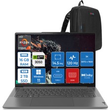 Lenovo Yoga Pro 7 14ARP8 Ryzen 7 7735HS 16GB LPDDR5X 2tb SSD 6GB/RTX3050 14.5" 3k IPS 400NITS Dolby Vision WIN11PRO Taşınabilir Bilgisayar L83AU003YTXWP01 + Zettaçanta