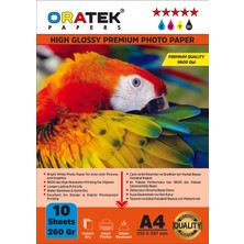 Oratek Papers Premium Double Sided (Çift Taraflı) Parlak A4 Fotoğraf Kağıdı 260 Gr. 10 Yaprak