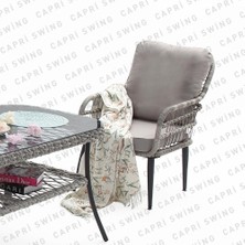 Rehome Capri Swing Pisa Üçlü Rattan Bahçe Balkon Oturma Grubu | Gri | 800