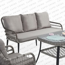 Rehome Capri Swing Pisa Üçlü Rattan Bahçe Balkon Oturma Grubu | Gri | 800