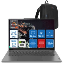 Lenovo Yoga Pro 7 14ARP8 Ryzen 7 7735HS 16GB LPDDR5X 2tb SSD 6GB/RTX3050 14.5" 3k IPS 400NITS Dolby Vision Freedos Taşınabilir Bilgisayar L83AU003YTXF02 + Zettaçanta