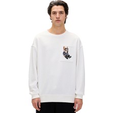 Bad Bear 24.02.12.015 Javed Crewneck Sweatshirt Beyaz