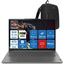 Lenovo Yoga Pro 7 14ARP8 Ryzen 7 7735HS 16GB LPDDR5X 512GB SSD 6GB/RTX3050 14.5" 3k IPS 400NITS Dolby Vision WIN11PRO Taşınabilir Bilgisayar L83AU003YTXWP01 + Zettaçanta