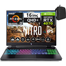 Acer Nitro V16 ANV16-42 Amd R7 8845HS Aı 32GB Ddr5 1tb SSD 8GB/RTX4070 WINDOWS11HOME 16" 165Hz Wqxga IPS Taşınabilir Bilgisayar WNHQSLEY00126+WEBLEGELSINÇANTA