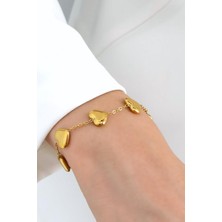 ÇLK Accessories Çelik Sıralı Bombeli Kalp Bileklik